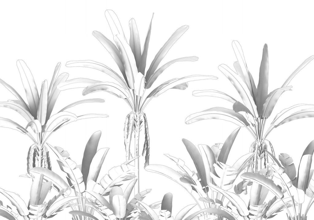 Egzotikus trópusi növényeket ábrázoló tapéta, 400x280 cm, fekete-fehér - PASSE SIMPLE - Butopêa